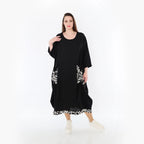 AKH Fashion 7071 Dress, Black-Ecru