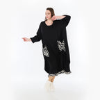 AKH Fashion 7071 Dress, Black-Ecru