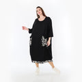 AKH Fashion 7071 Dress, Black-Ecru