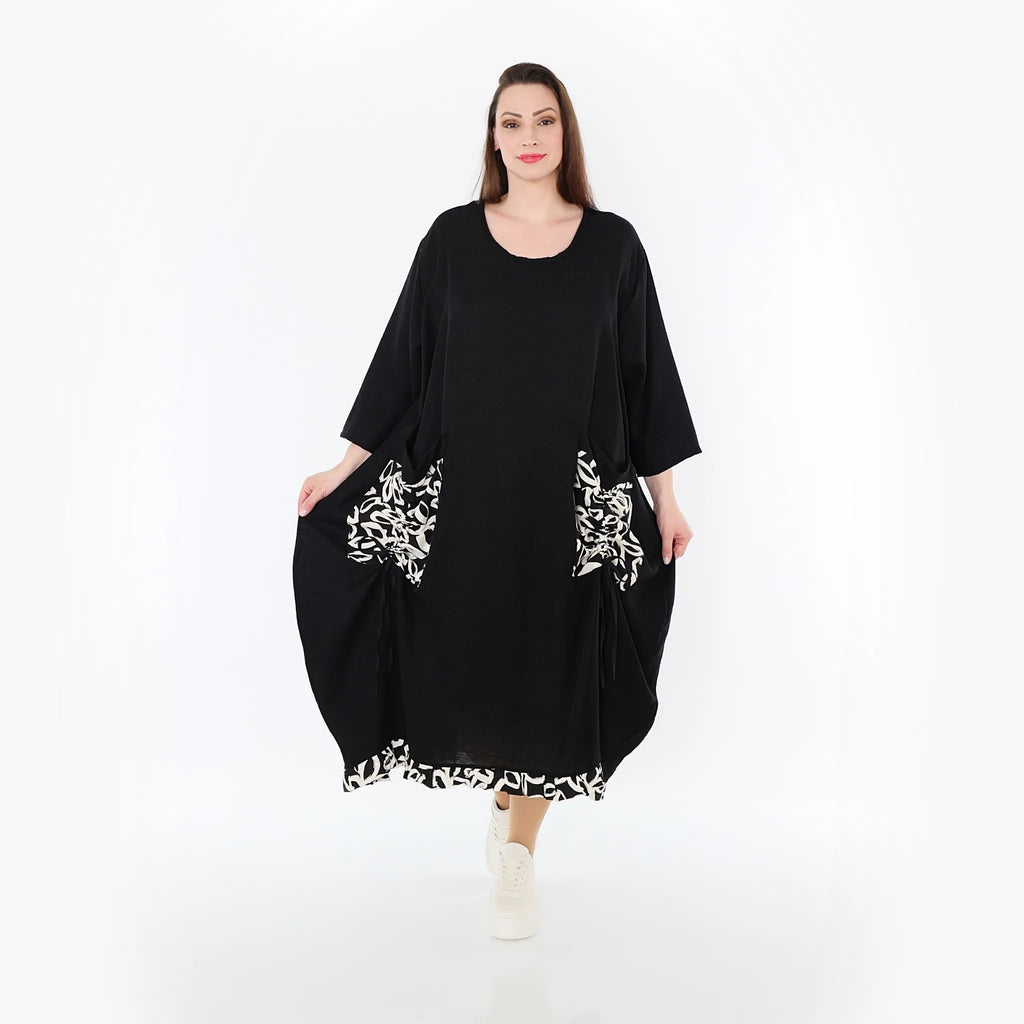 AKH Fashion 7071 Dress, Black-Ecru