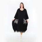 AKH Fashion 7071 Dress, Black-Ecru