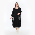AKH Fashion 7071 Dress, Black-Ecru