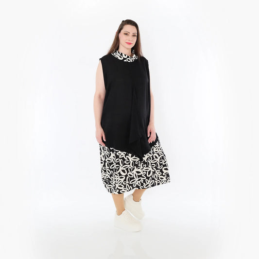 AKH Fashion 7072 Tunika, Schwarz-Ecru