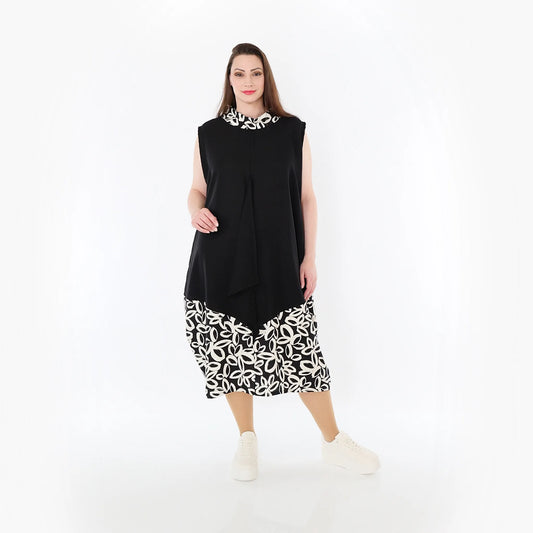 AKH Fashion 7072 Tunika, Schwarz-Ecru