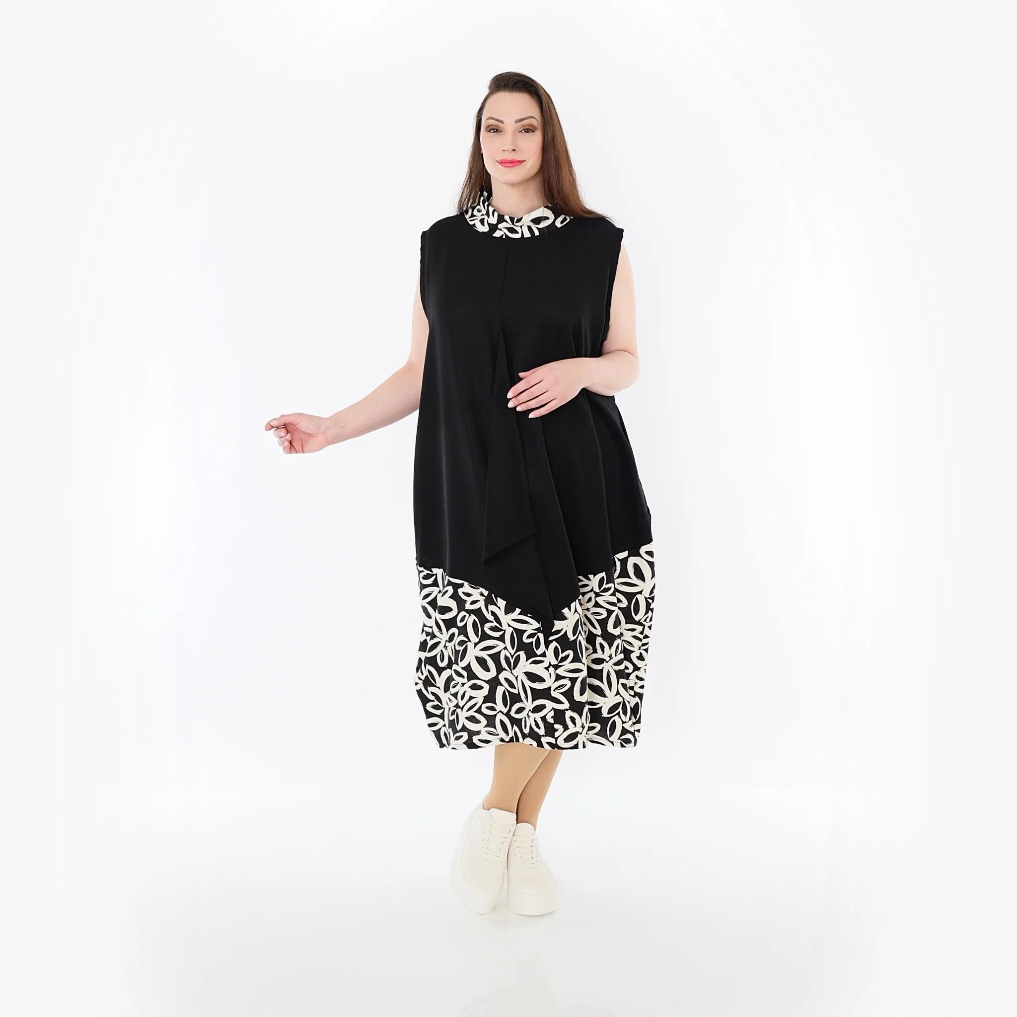 AKH Fashion Tunika 7072 Mara, Schwarz/Ecru