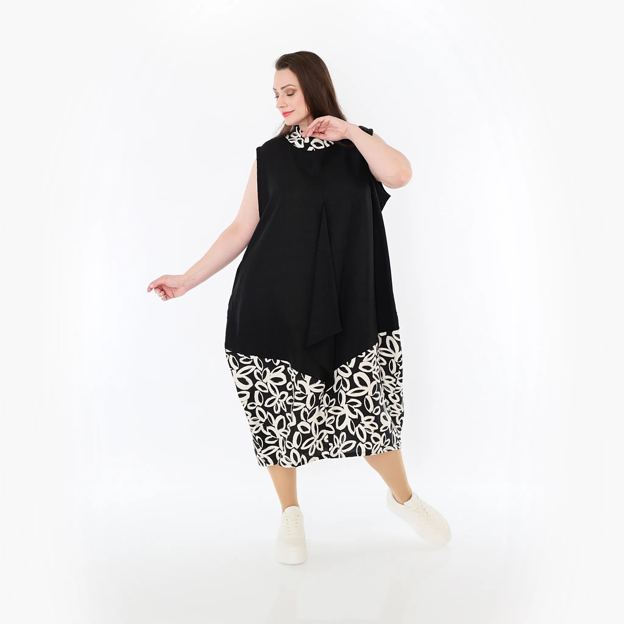 AKH Fashion Tunika 7072 Mara, Schwarz/Ecru