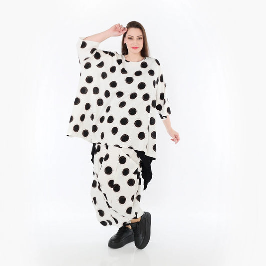 AKH Fashion 593 Big Shirt, Ecru-Schwarz-Cognac