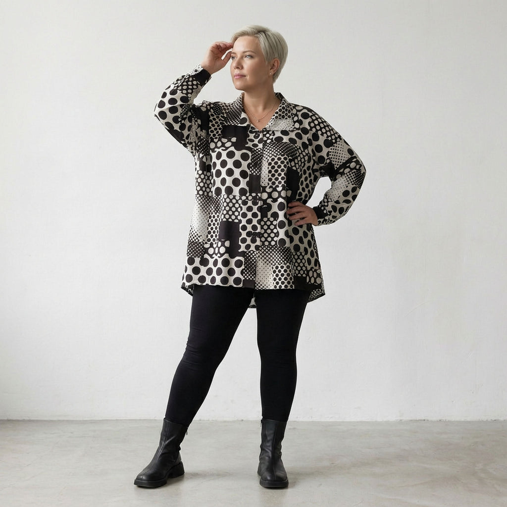 AKH Fashion Jacke 2222 PrettyInDots, Schwarz/Weiß