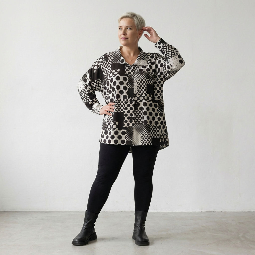 AKH Fashion Jacke 2222 PrettyInDots, Schwarz/Weiß