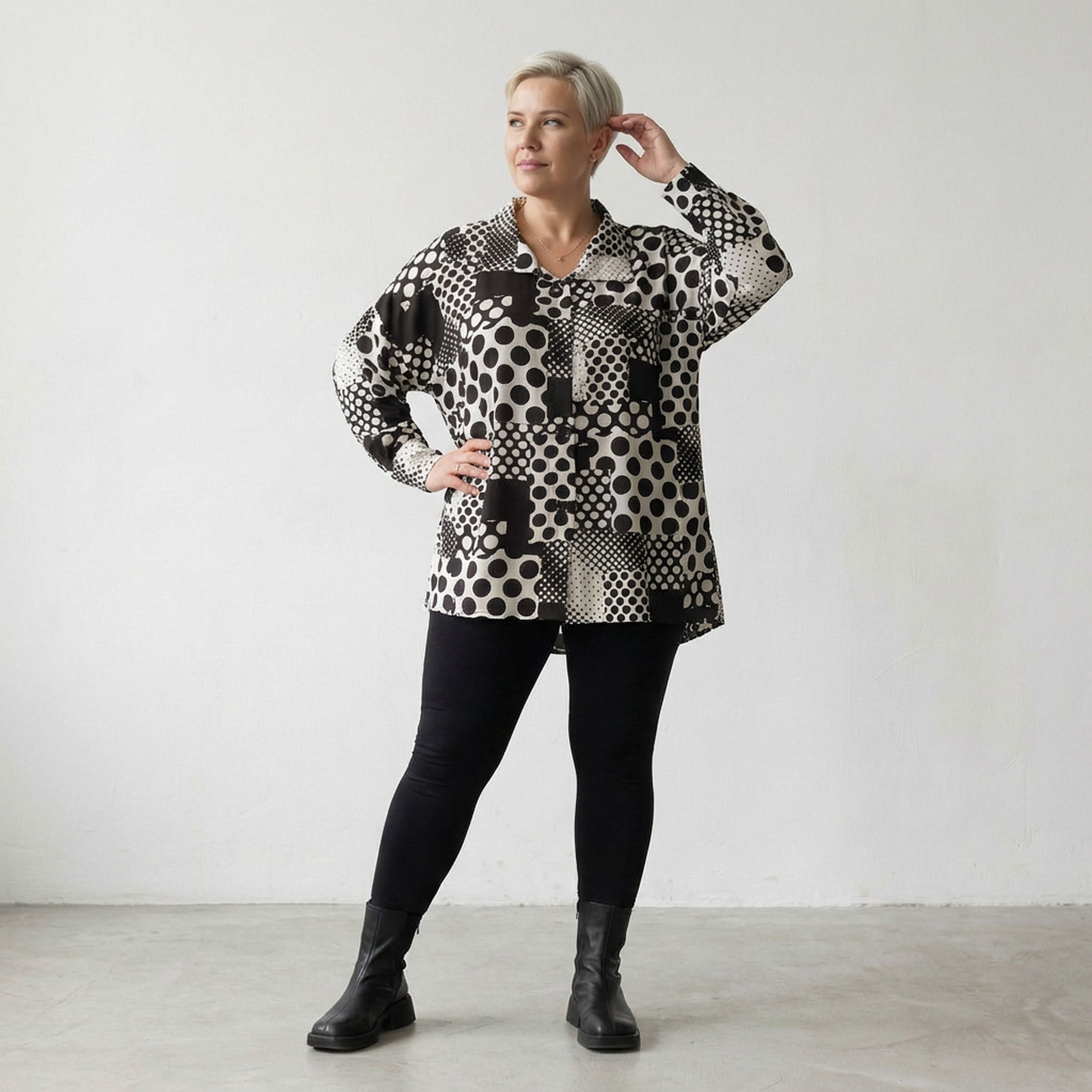 AKH Fashion Jacke 2222 PrettyInDots, Schwarz/Weiß