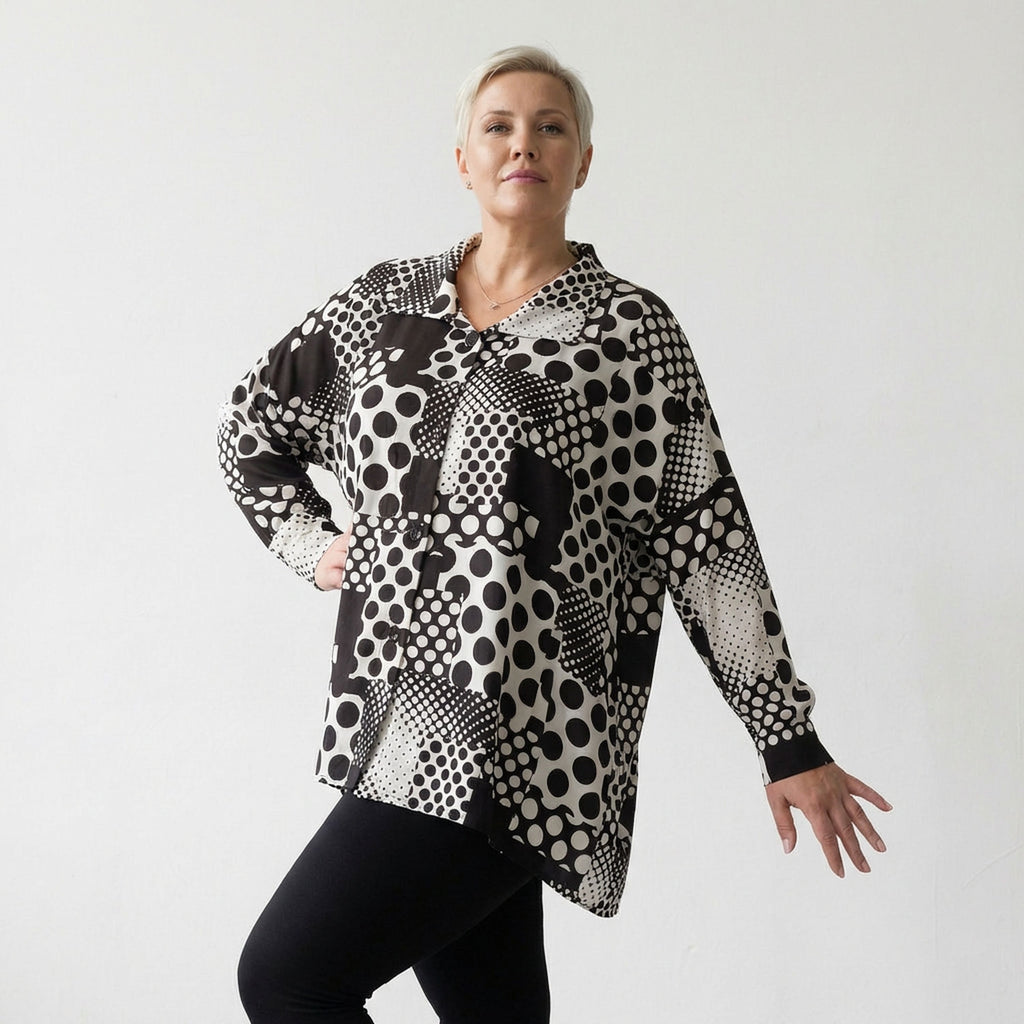 AKH Fashion Jacke 2222 PrettyInDots, Schwarz/Weiß