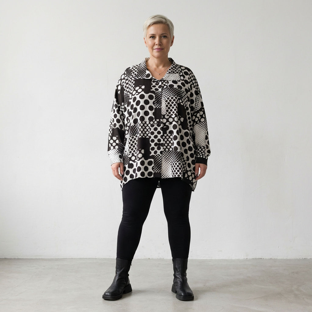AKH Fashion Jacke 2222 PrettyInDots, Schwarz/Weiß