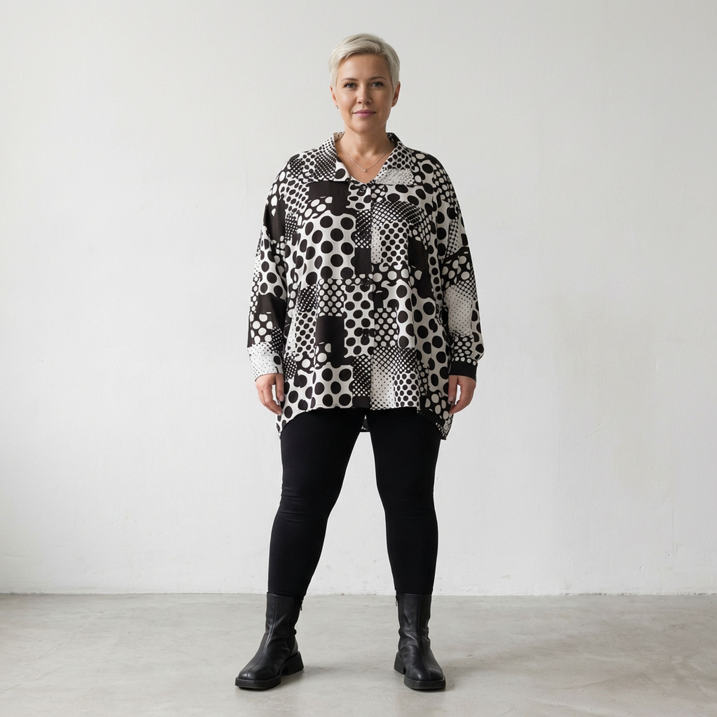 AKH Fashion Jacke 2222 PrettyInDots, Schwarz/Weiß