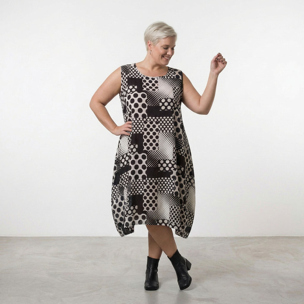 AKH Fashion Kleid 4489 PrettyInDots, Schwarz/Weiß