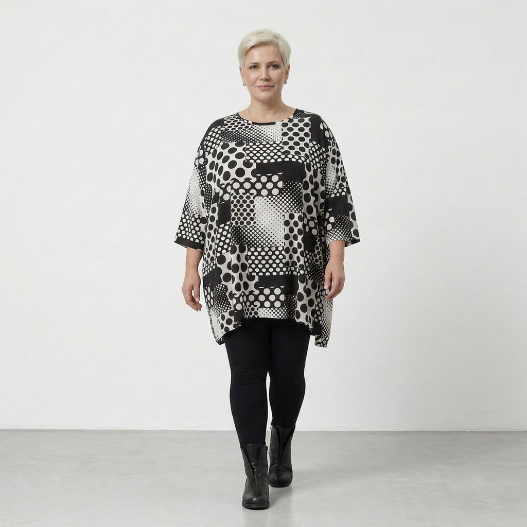 AKH Fashion 593 Big Shirt, Black and White