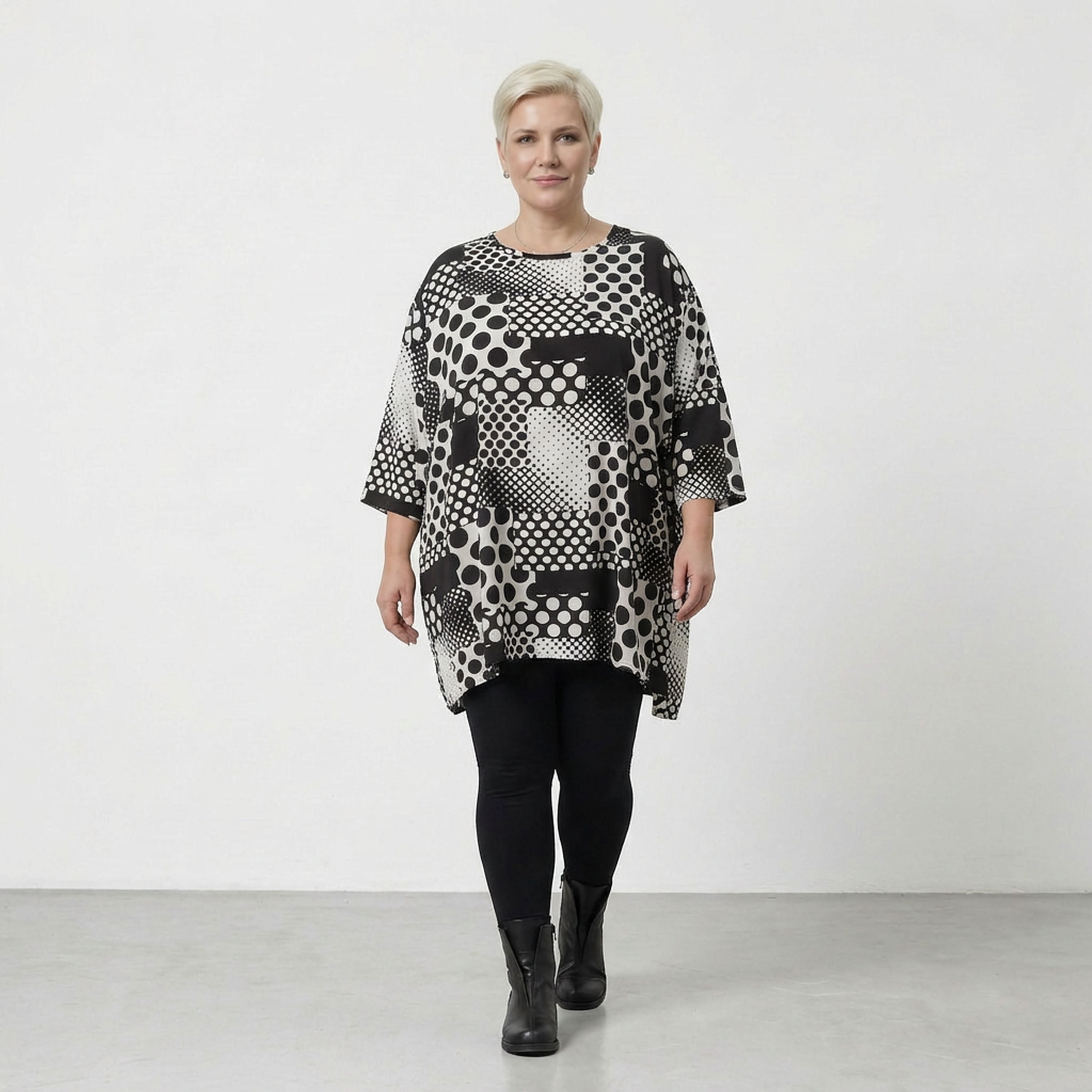 AKH Fashion 593 Big Shirt, Black and White