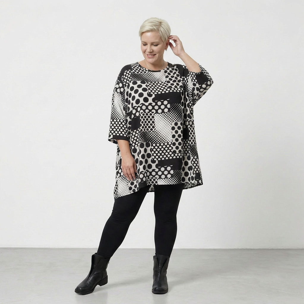 AKH Fashion 593 Big Shirt, Black and White