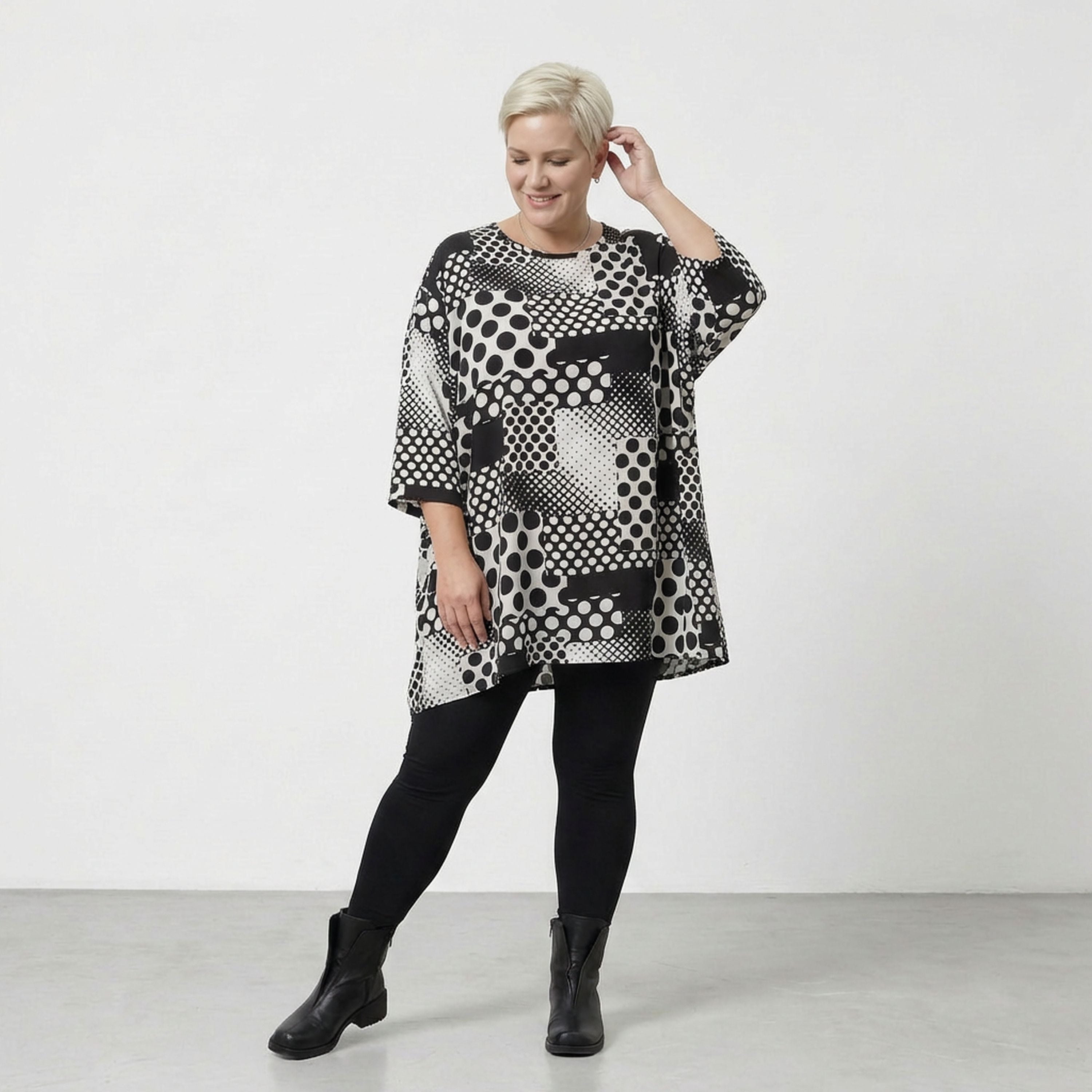AKH Fashion 593 Big Shirt, Black and White