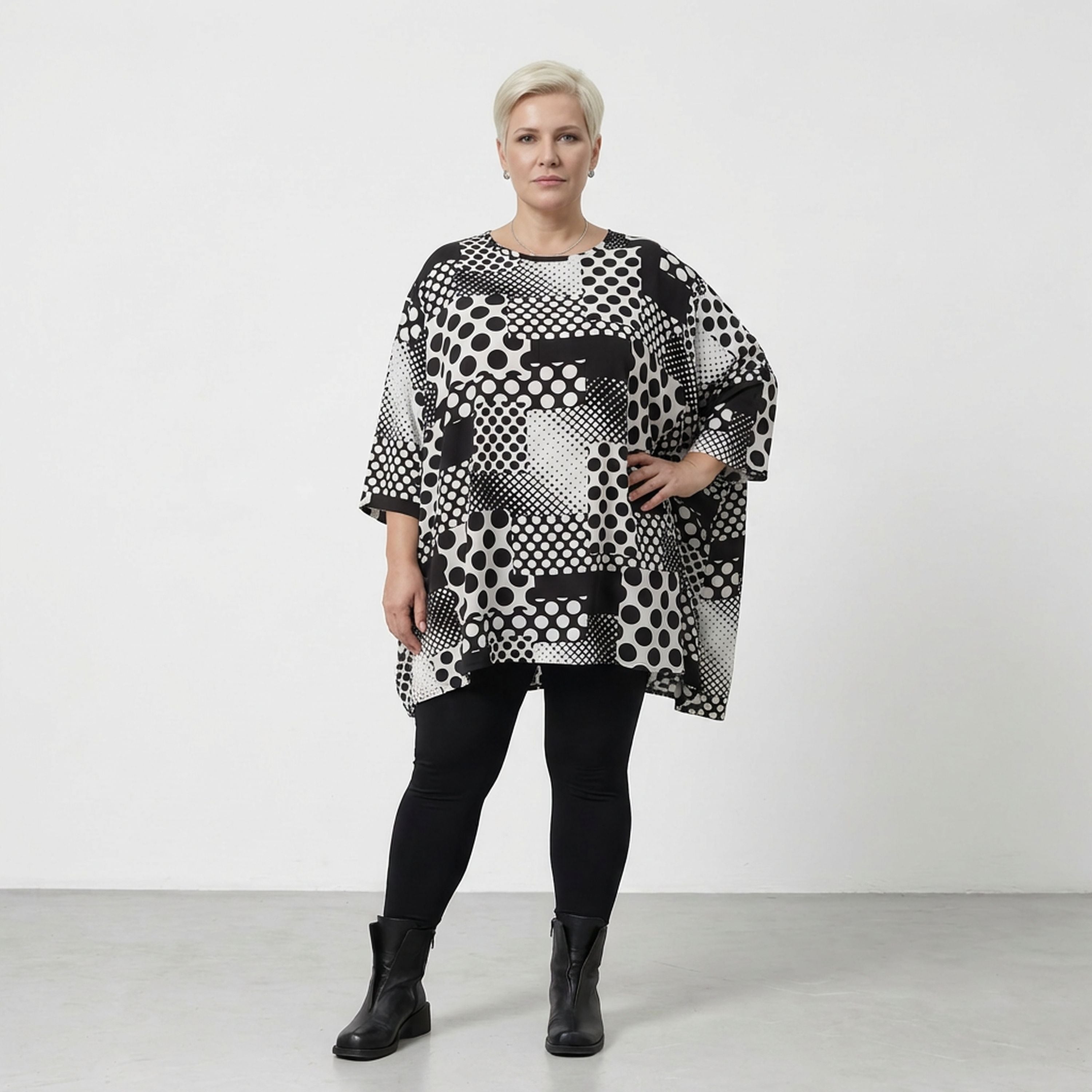 AKH Fashion 593 Big Shirt, Black and White