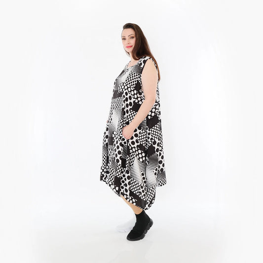 AKH Fashion 4489 Kleid, Schwarz-Weiß