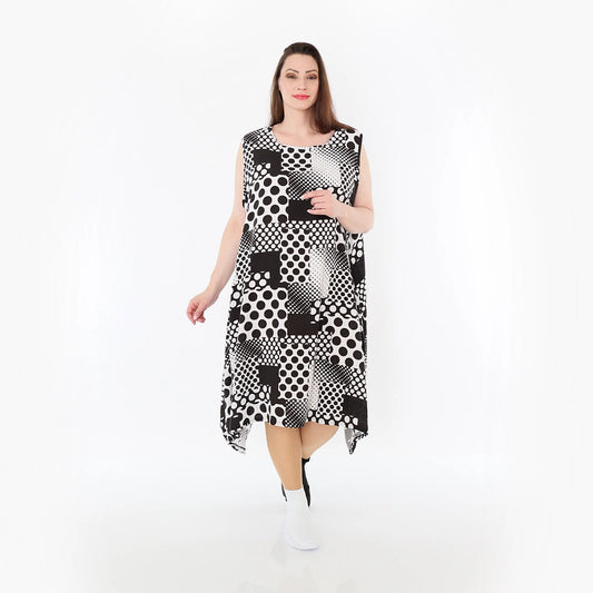 AKH Fashion 4489 Kleid, Schwarz-Weiß