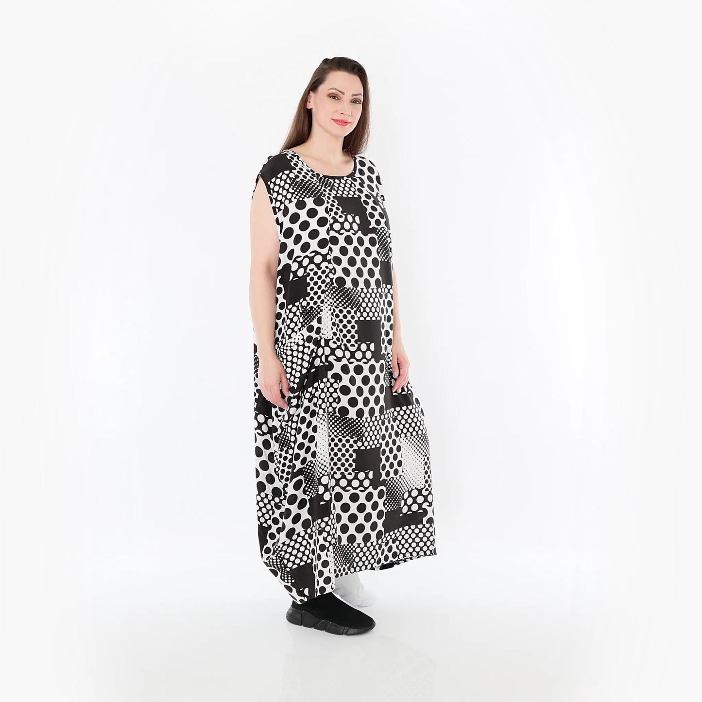 AKH Fashion 4491 Kleid, Schwarz-Weiß