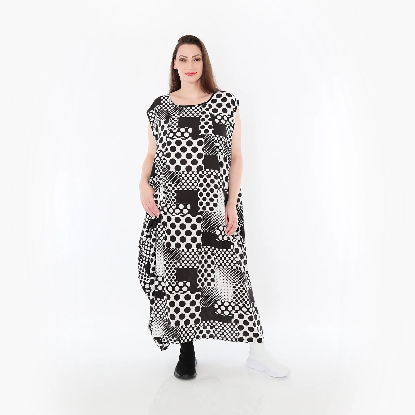 AKH Fashion 4491 Kleid, Schwarz-Weiß