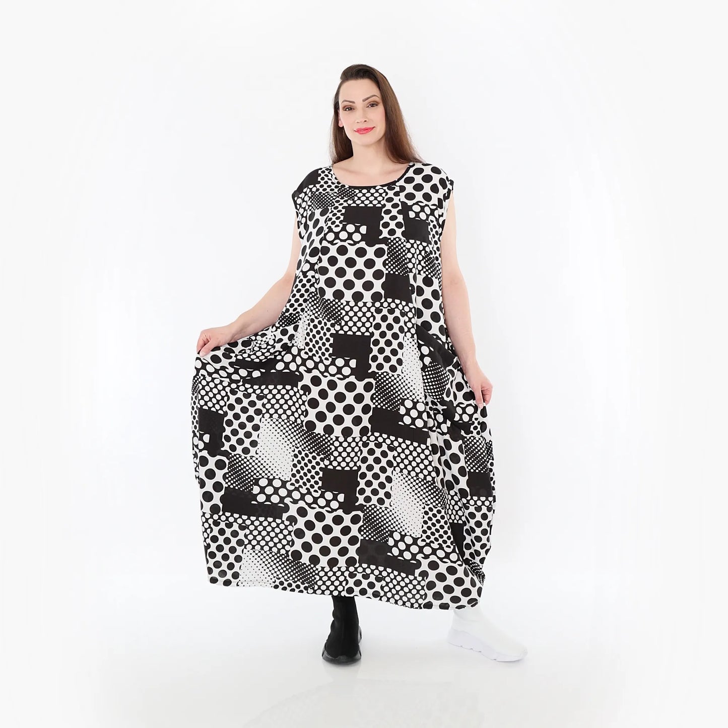 AKH Fashion 4491 Kleid, Schwarz-Weiß