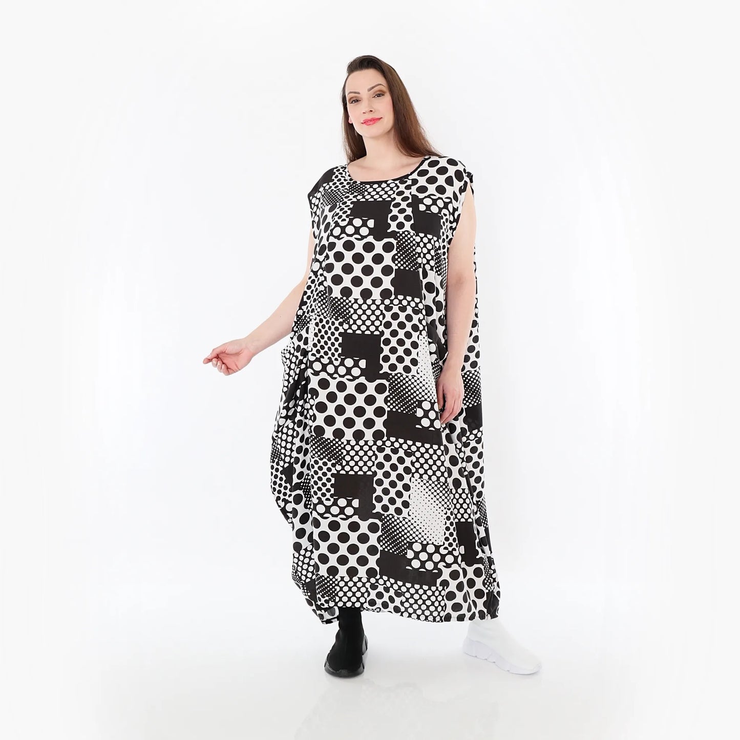 AKH Fashion 4491 Kleid, Schwarz-Weiß