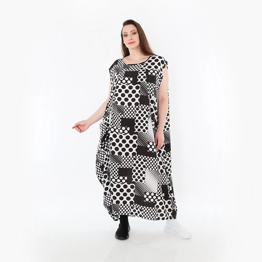 AKH Fashion 4491 Kleid, Schwarz-Weiß