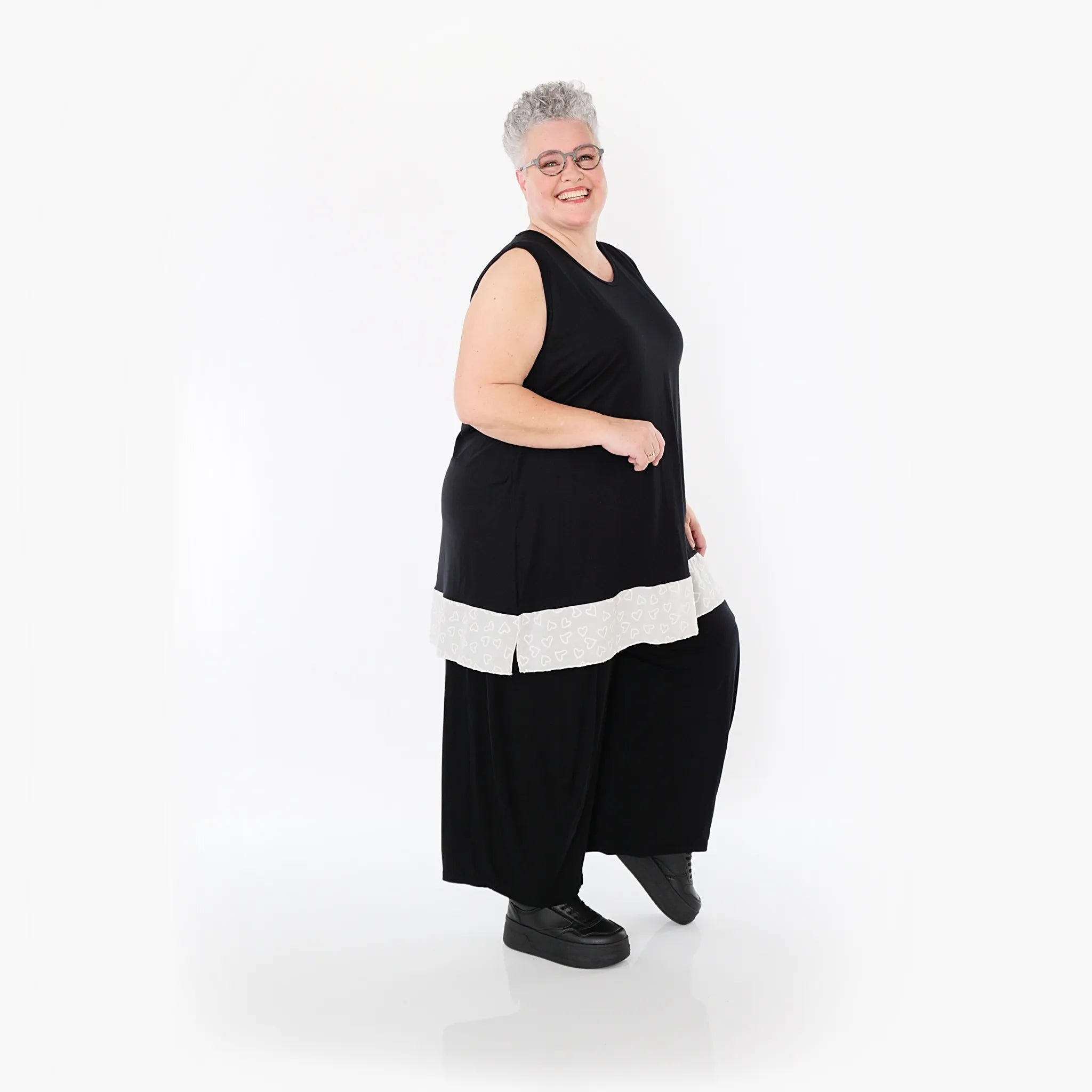 AKH Fashion Top 6675 Sweety, Schwarz/Weiß