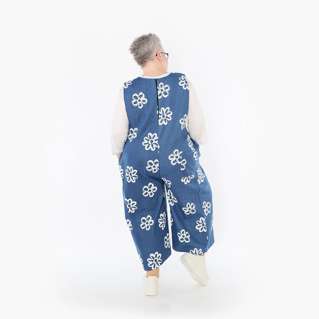 AKH Fashion 7079 Jumpsuit, Jeans Blue-White