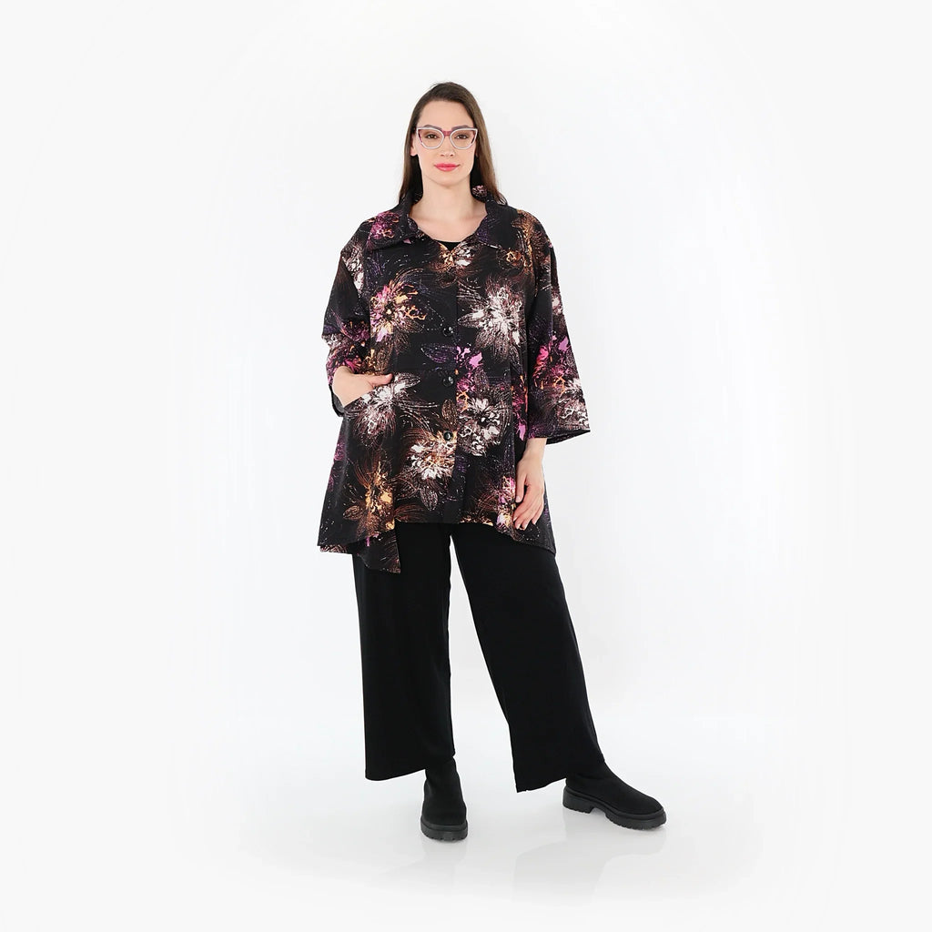 AKH Fashion · Jacke · FlowerPower · 7090 · Schwarz/Fuchsia/Multi