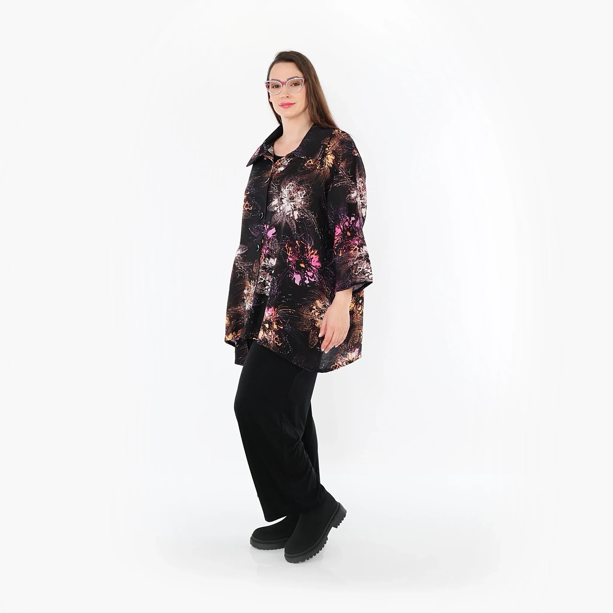 AKH Fashion · Jacke · FlowerPower · 7090 · Schwarz/Fuchsia/Multi