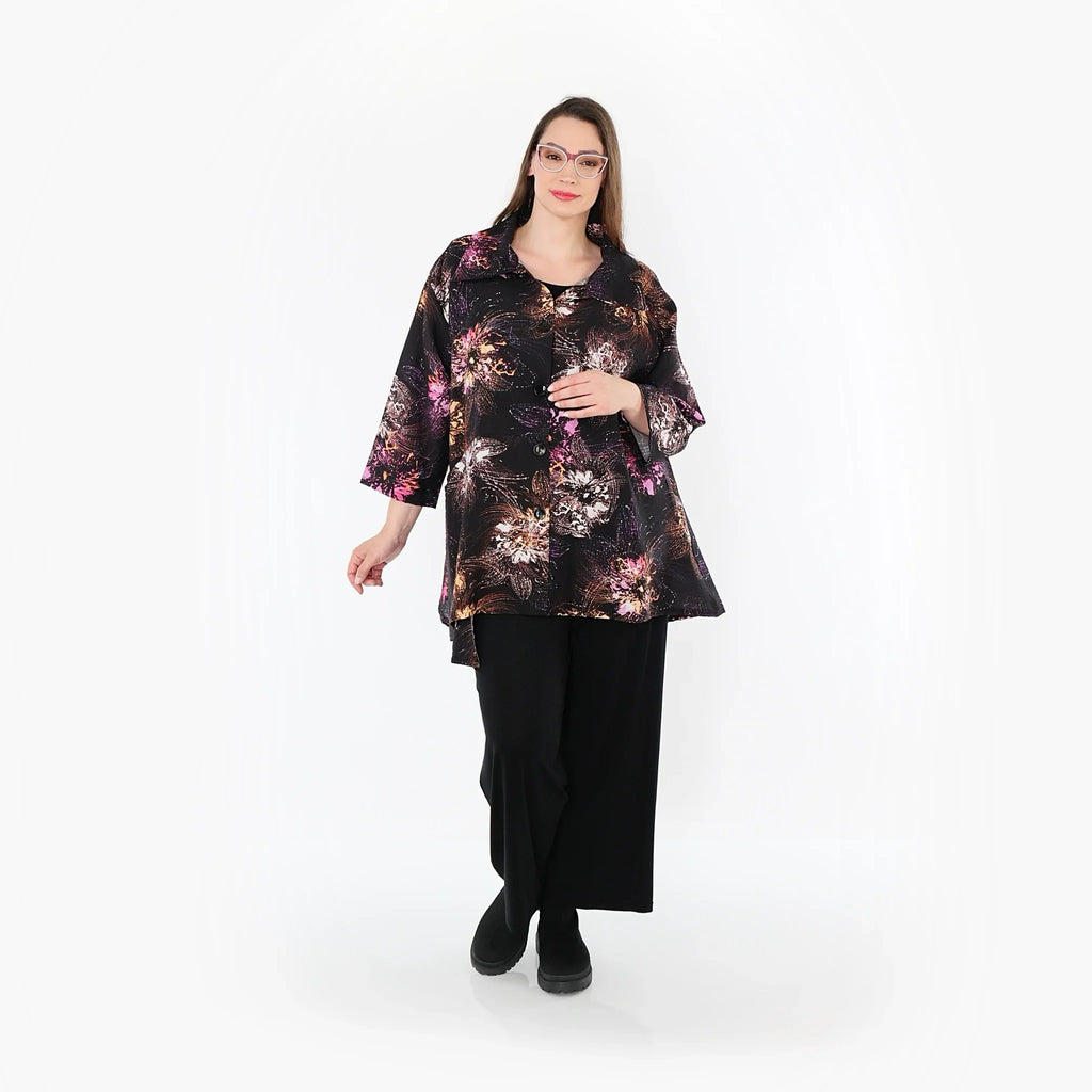 AKH Fashion · Jacke · FlowerPower · 7090 · Schwarz/Fuchsia/Multi