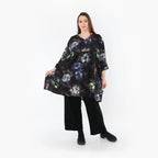 Chemise ample AKH Fashion 7091, noir-bleu-multicolore