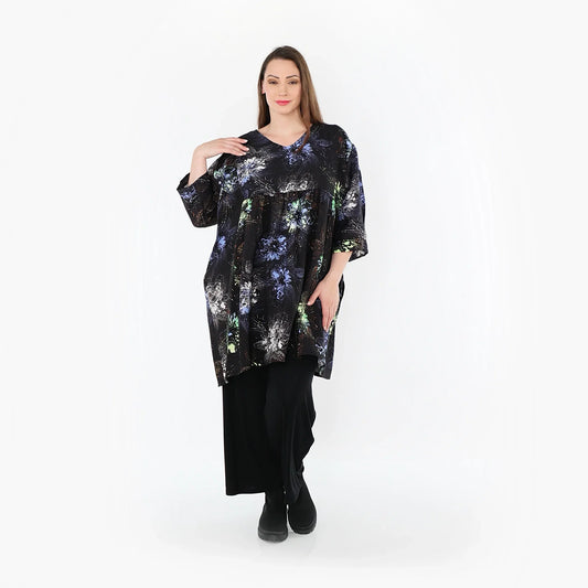 AKH Fashion 7091 Big Shirt, Schwarz-Blau-Multi