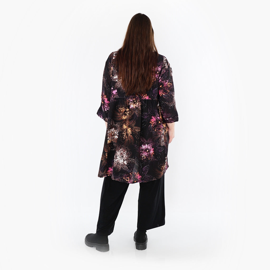 AKH Fashion · Shirt · FlowerPower · 7091 · Schwarz/Fuchsia/Multi