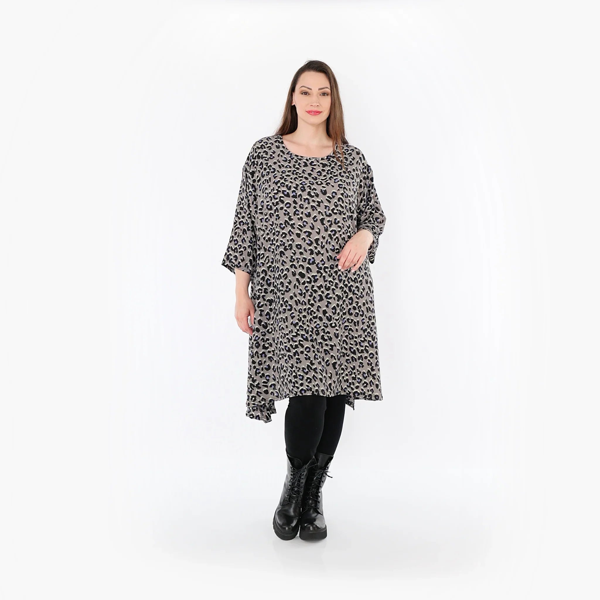 Chemise grande taille AKH Fashion 2666, gris-noir-bleu