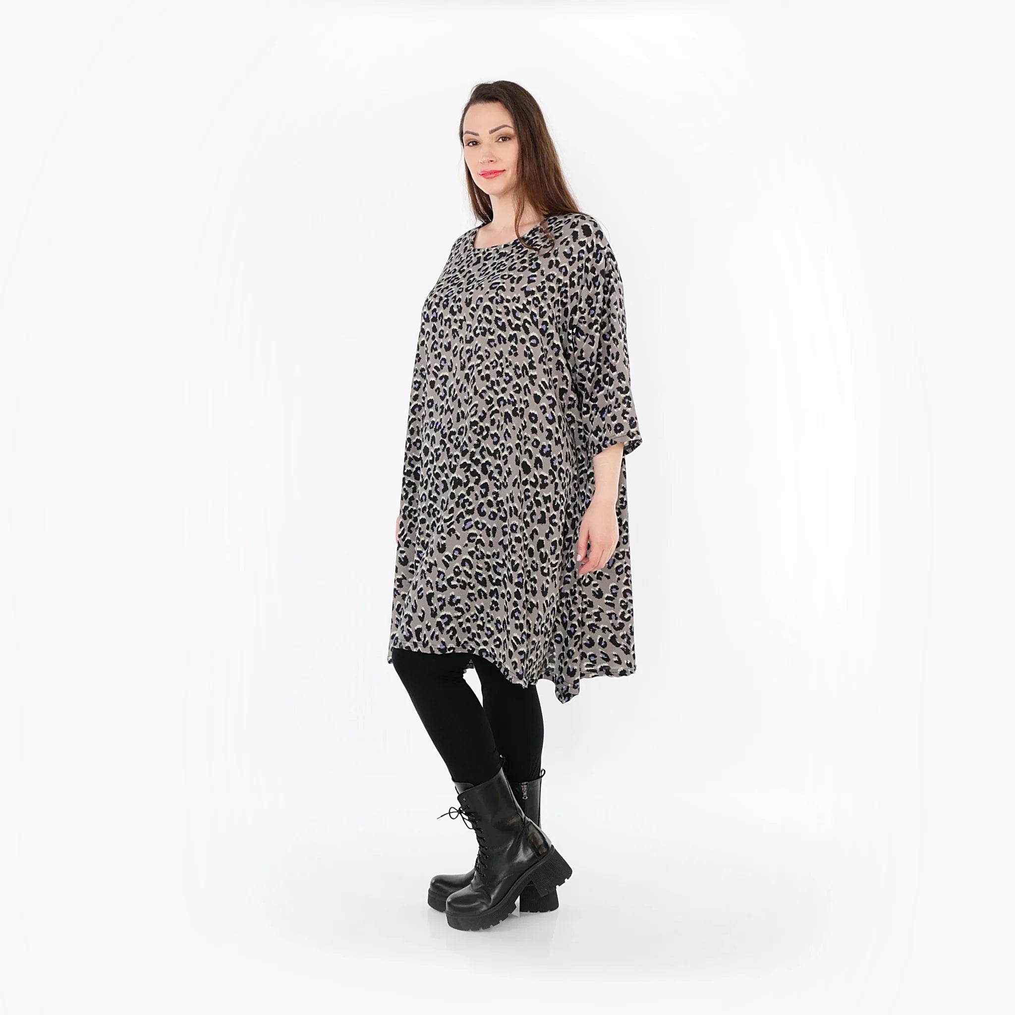 Chemise grande taille AKH Fashion 2666, gris-noir-bleu