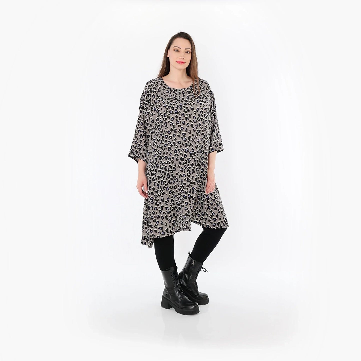 AKH Fashion 2666 Big Shirt, Grau-Schwarz-Blau
