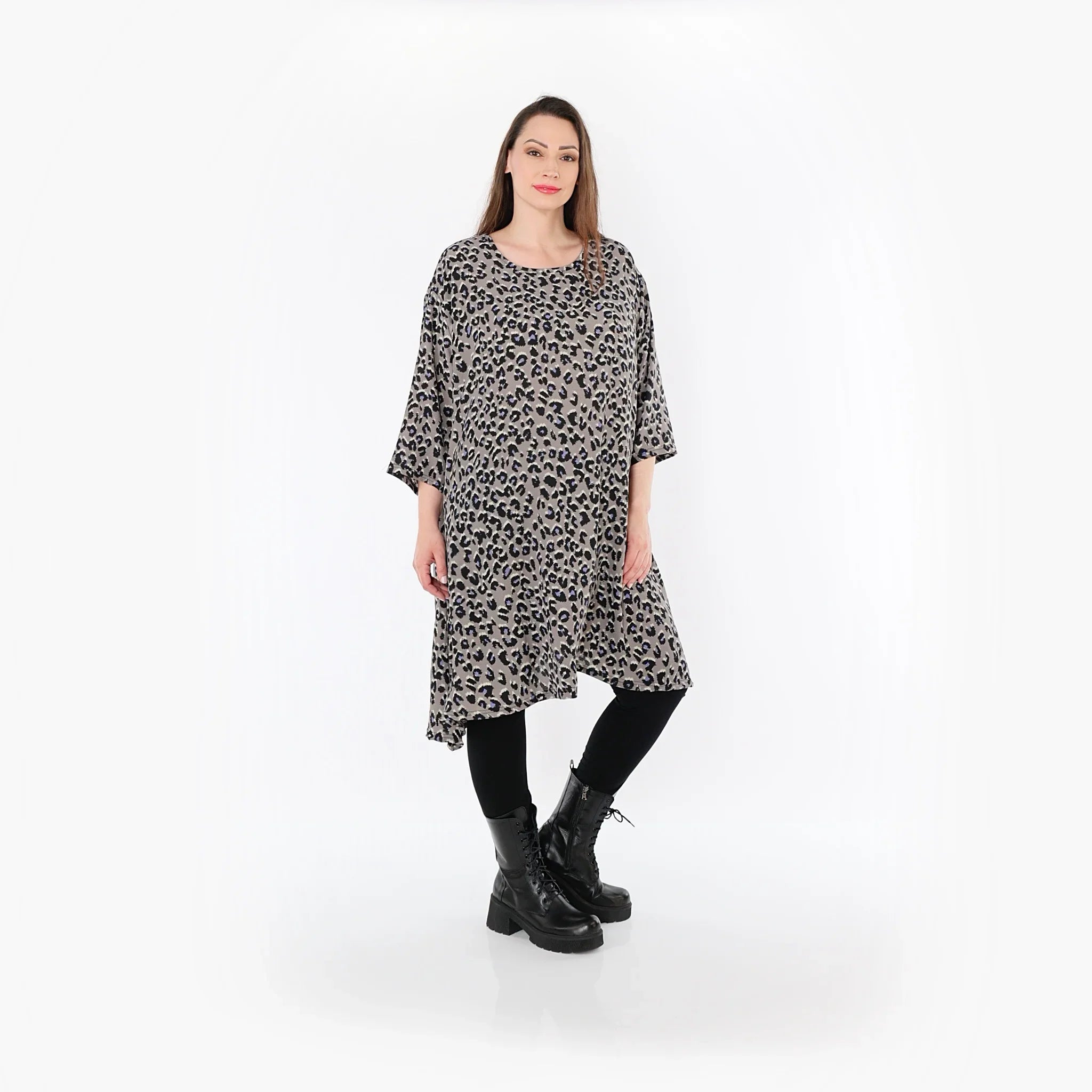 Chemise grande taille AKH Fashion 2666, gris-noir-bleu