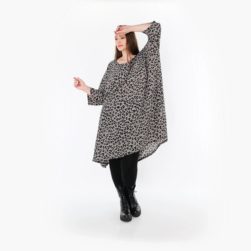 Chemise grande taille AKH Fashion 2666, gris-noir-bleu