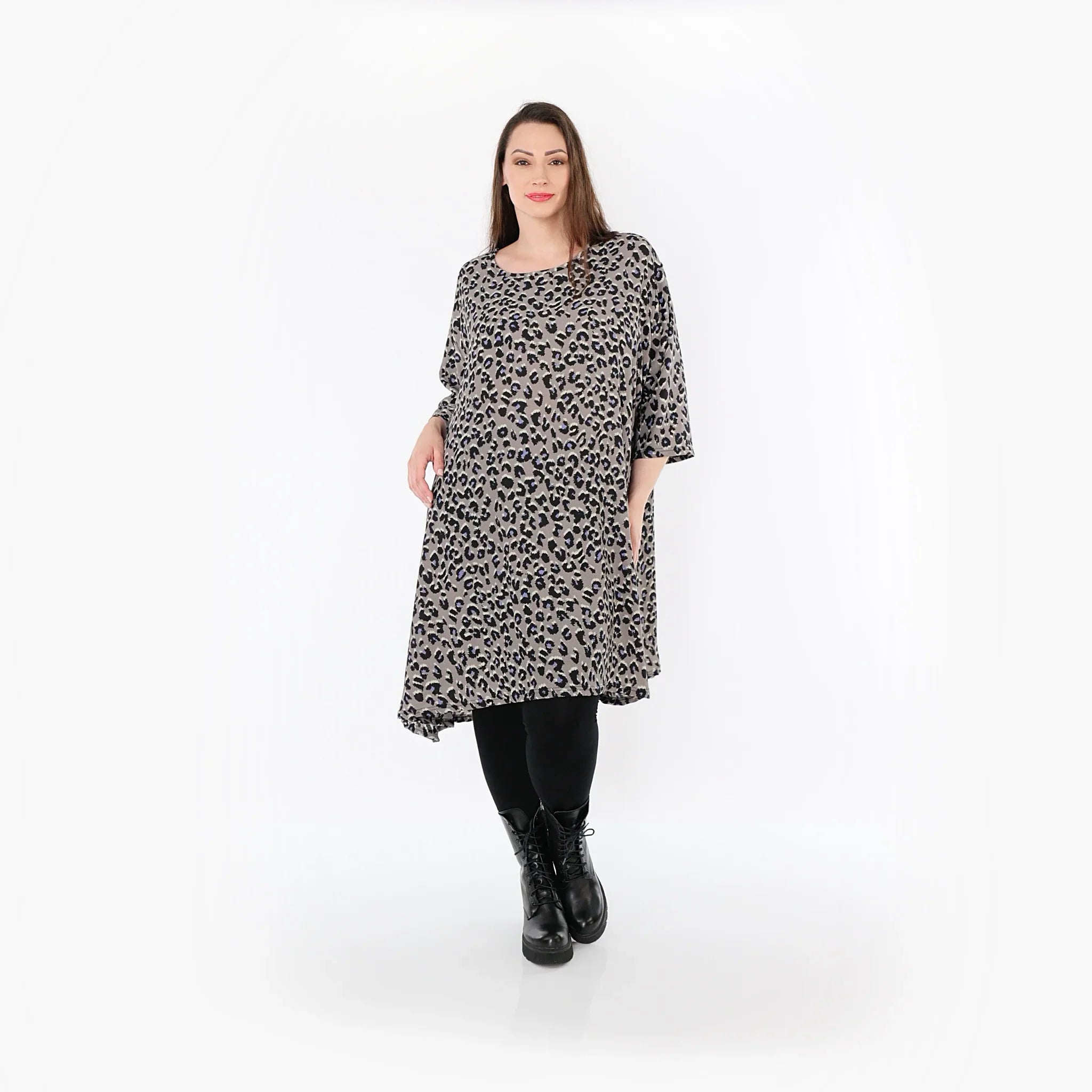 Chemise grande taille AKH Fashion 2666, gris-noir-bleu