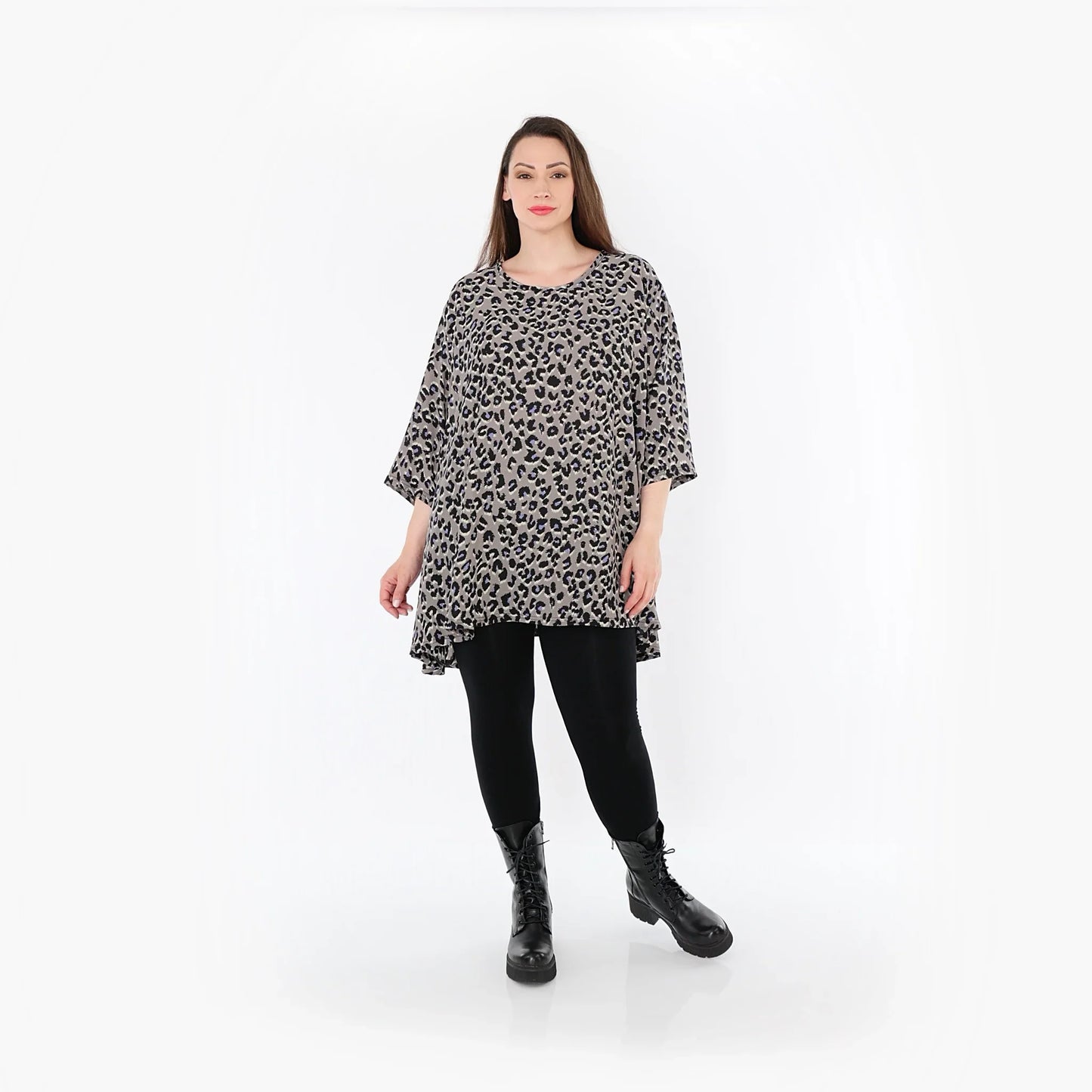 AKH Fashion 593 Big Shirt, Grau-Schwarz-Blau