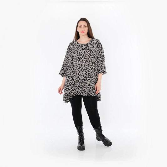 AKH Fashion 593 Big Shirt, Grau-Schwarz-Blau