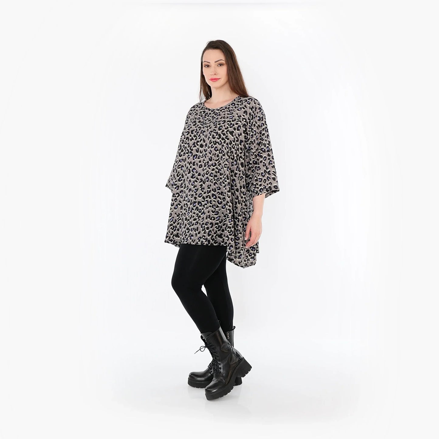 AKH Fashion 593 Big Shirt, Grau-Schwarz-Blau