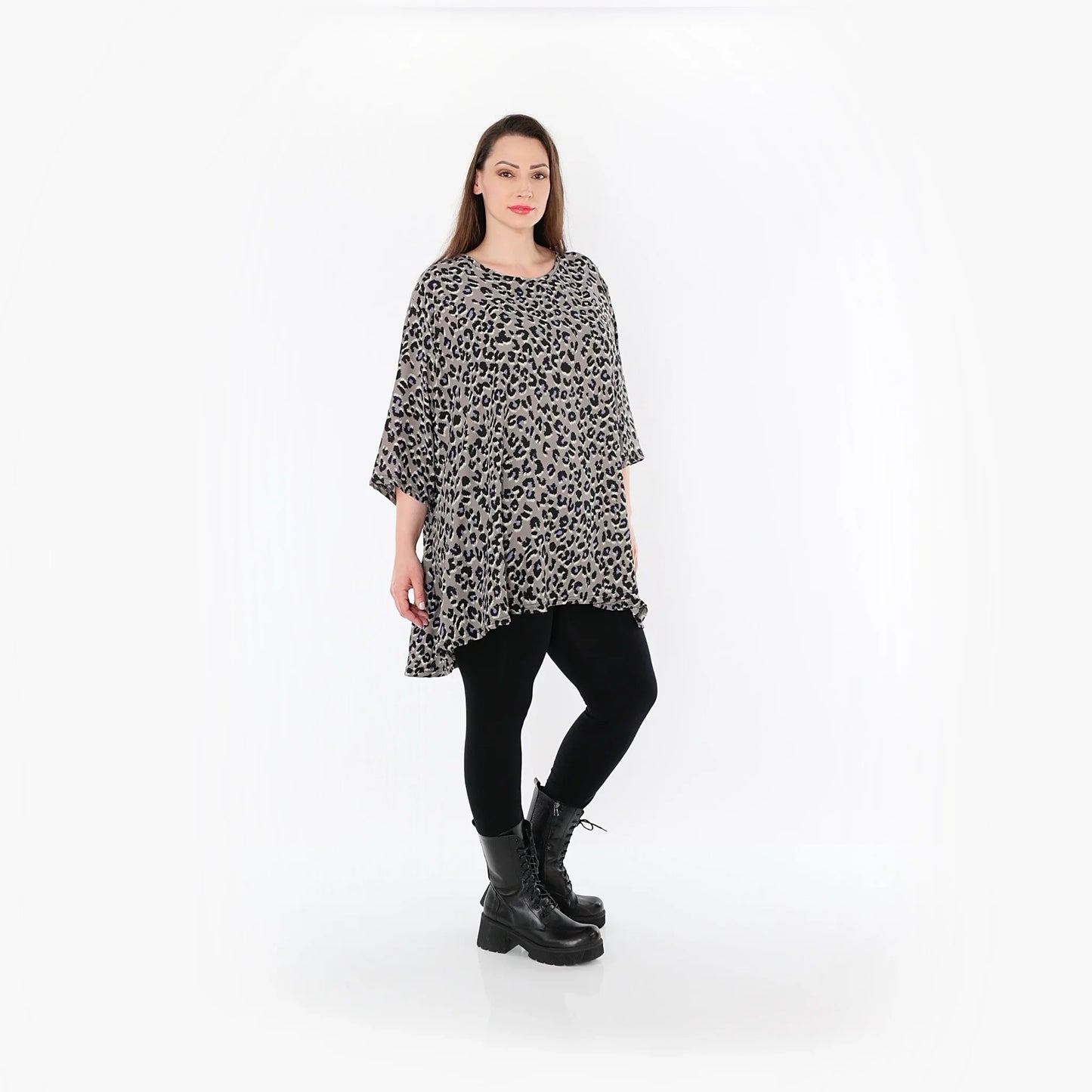 AKH Fashion 593 Big Shirt, Grau-Schwarz-Blau