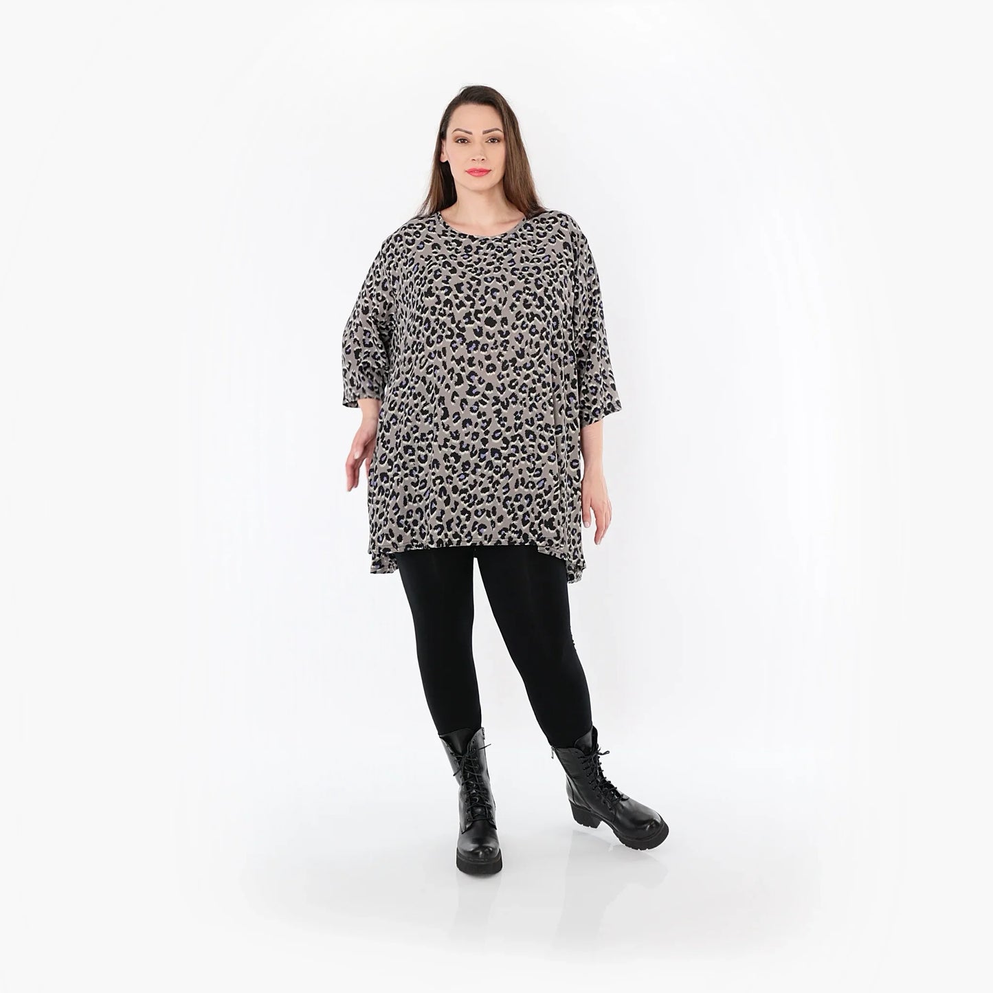 AKH Fashion 593 Big Shirt, Grau-Schwarz-Blau