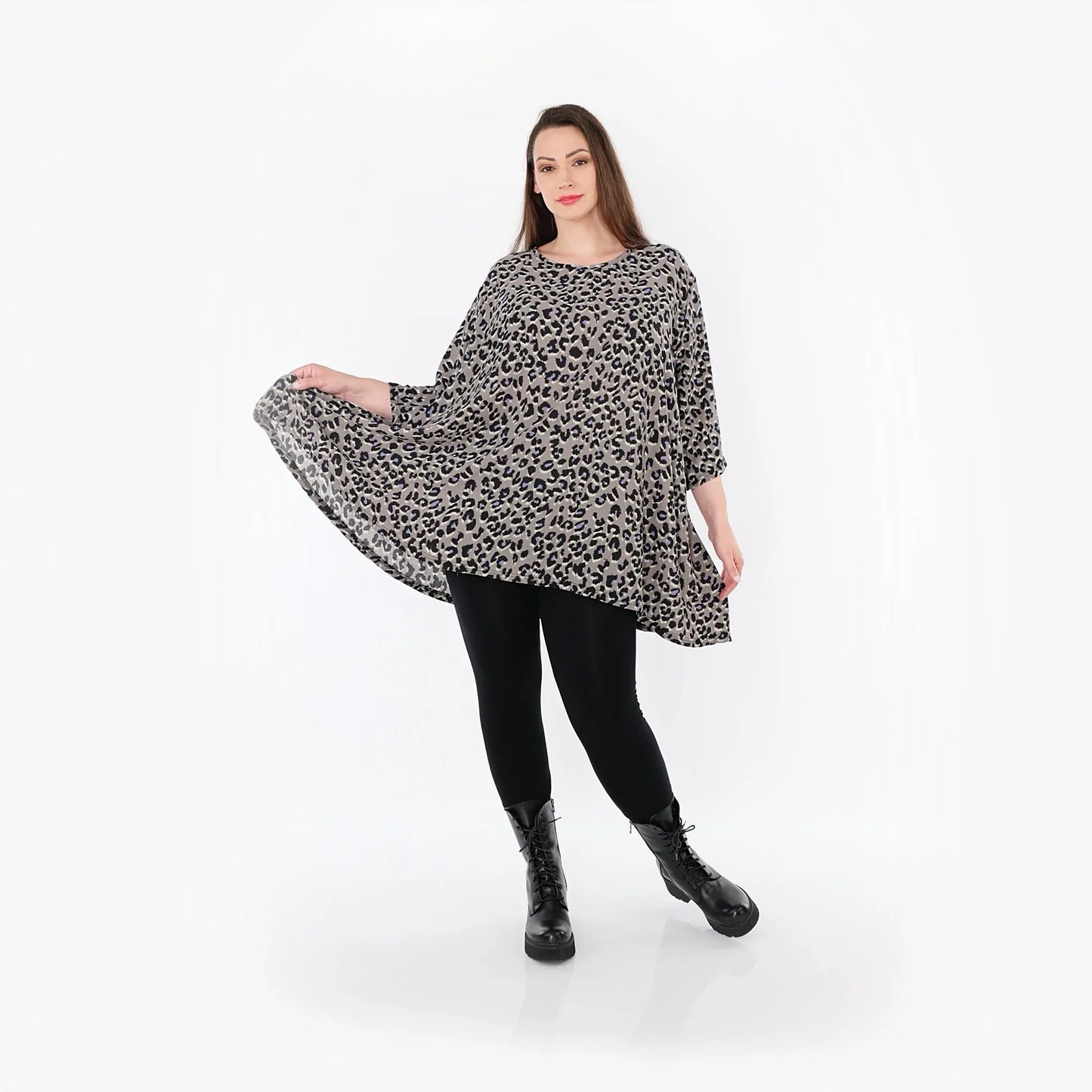 AKH Fashion 593 Big Shirt, Grau-Schwarz-Blau